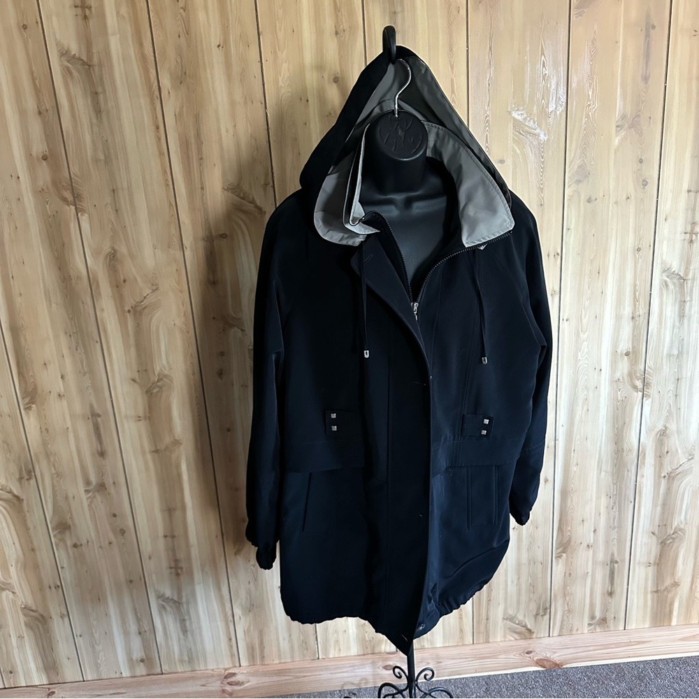 London Harbor Men's Black Hooded Raincoat